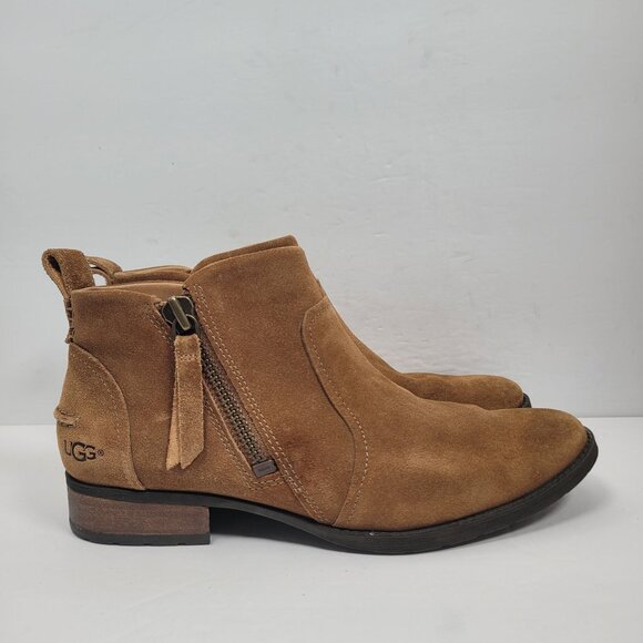 UGG Aureo Women's  Brown Zip Ankle  Boots  S/N 1094889 US Size 9.5 - Picture 1 of 8